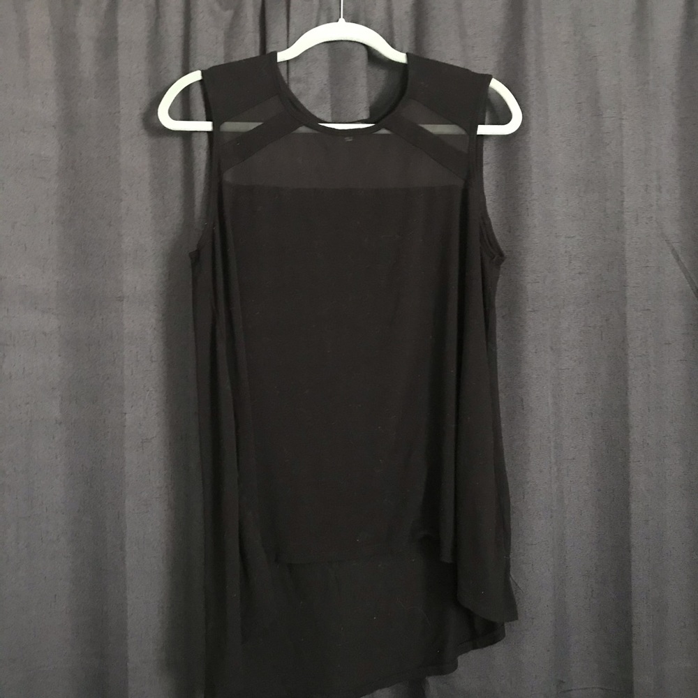 Black shear panel hi-lo tank top